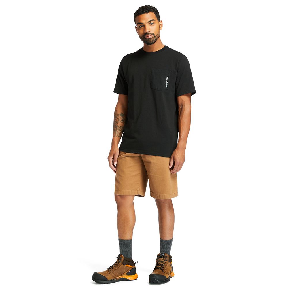 Timberland Mens T-Shirts PRO® Short Sleeve Base Plate Wicking - Black - India NT9638027